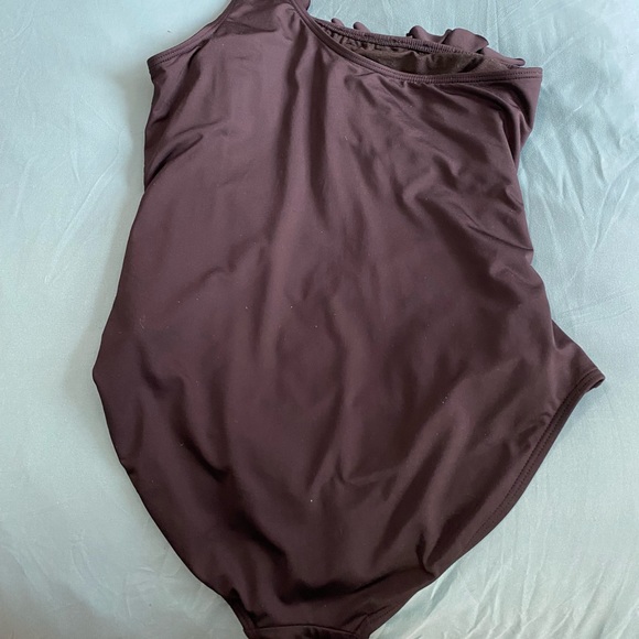 Black ruffled one-shoulder bathing suit - Picture 4 of 5